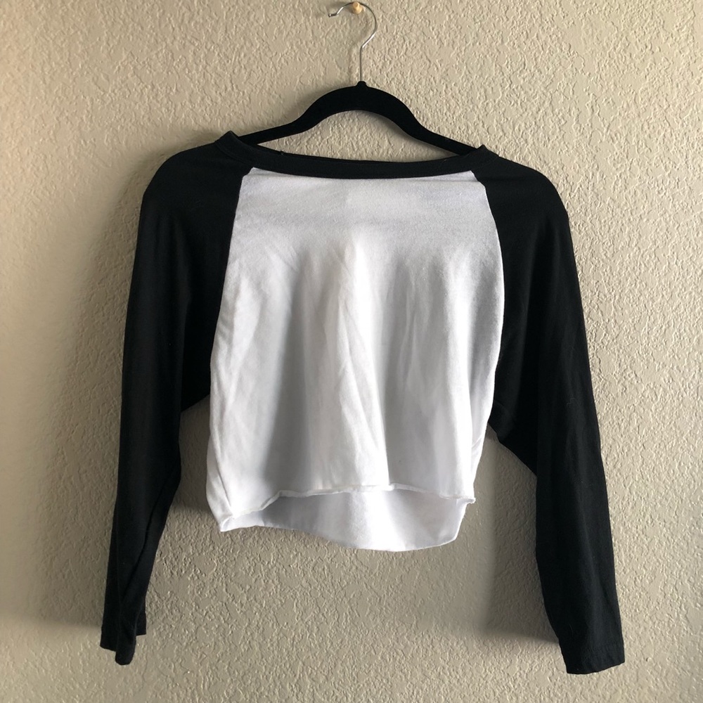3/4 length AA cropped baseball tee